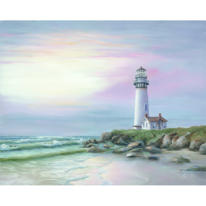 " Lighthouse At Sunset " by Georgia Janisse, 18" H x 24" W