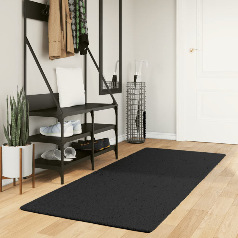 Rug "HUARTE" Short Pile Soft and Washable Black, Runner 80 x 200cm