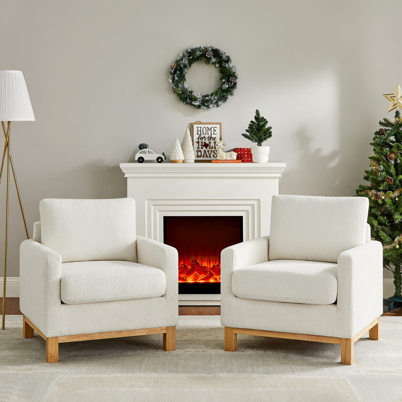Fauteuil d'appoint 29,53 po Deodhar, Mélange de polyester blanc