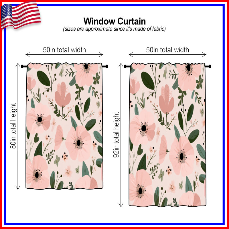 Rideaux à fleurs, voilages et voilages à motif floral - 1 panneau, 50 po x 80 po - 1 panneau, Transparent