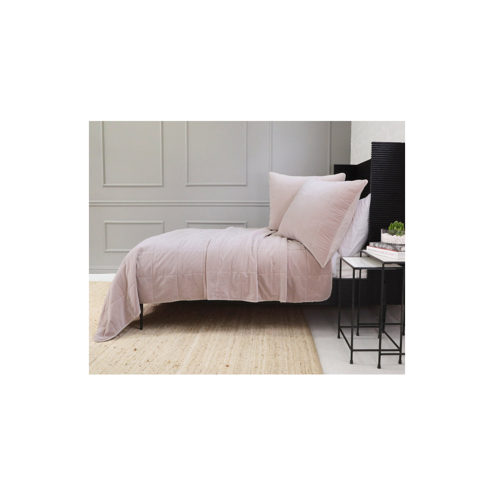Amsterdam Velvet Coverlet, Blush, Twin Coverlet/Bedspread