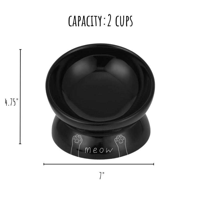 Ensemble de plat pour chat en céramique Meow Design, Grand (2 tasses), Back