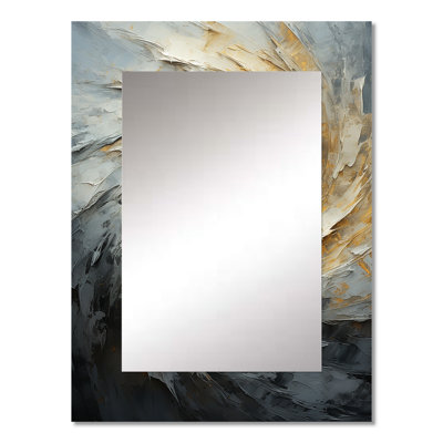Gold and white abstract spiral collage - Abstract Collages Decorative Wall Mirror, Modern Mirror, Printed Metal Art