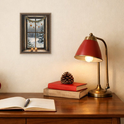 Cozy Winter Window by Ohkimiko  Framed Canvas Wall Art Print