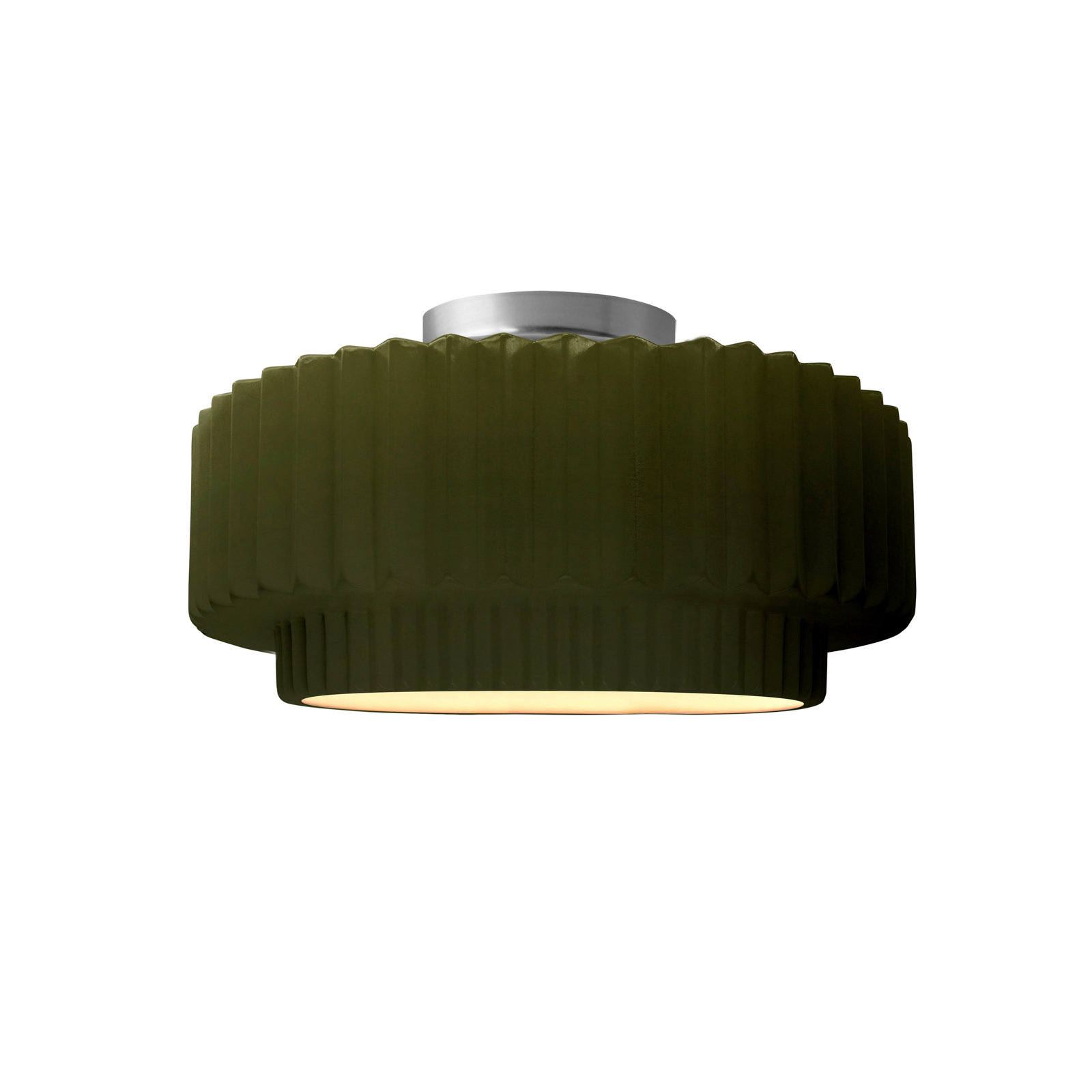 Single Light Ceramic LED Semi Flush Mount, Brushed Brass, 7" H x 12" W x 12" D