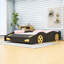 Lit plateforme double avec rangement, garde-corps et pieds centraux, conception en forme de voiture de course-1514175506
