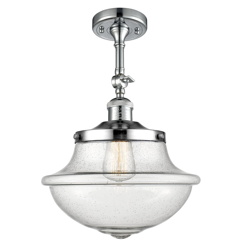 Plafonnier semi-encastré en verre Grourke, Blanc cassé, Chrome poli