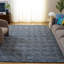 Tapis géométrique en laine / coton touffeté à la main bleu foncé / ivoire Emmett-841841642