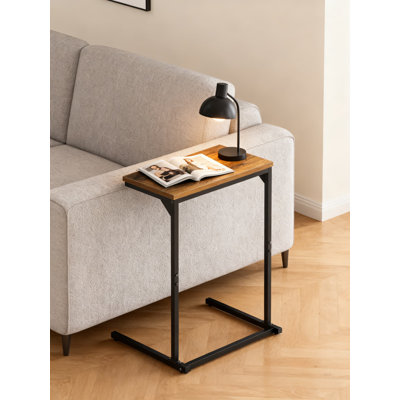 C-Shaped End Table With Adjustable Feet, Over-The-Couch Side Table For Living Room And Bedroom, Space-Saving Sofa Table With Tray Top