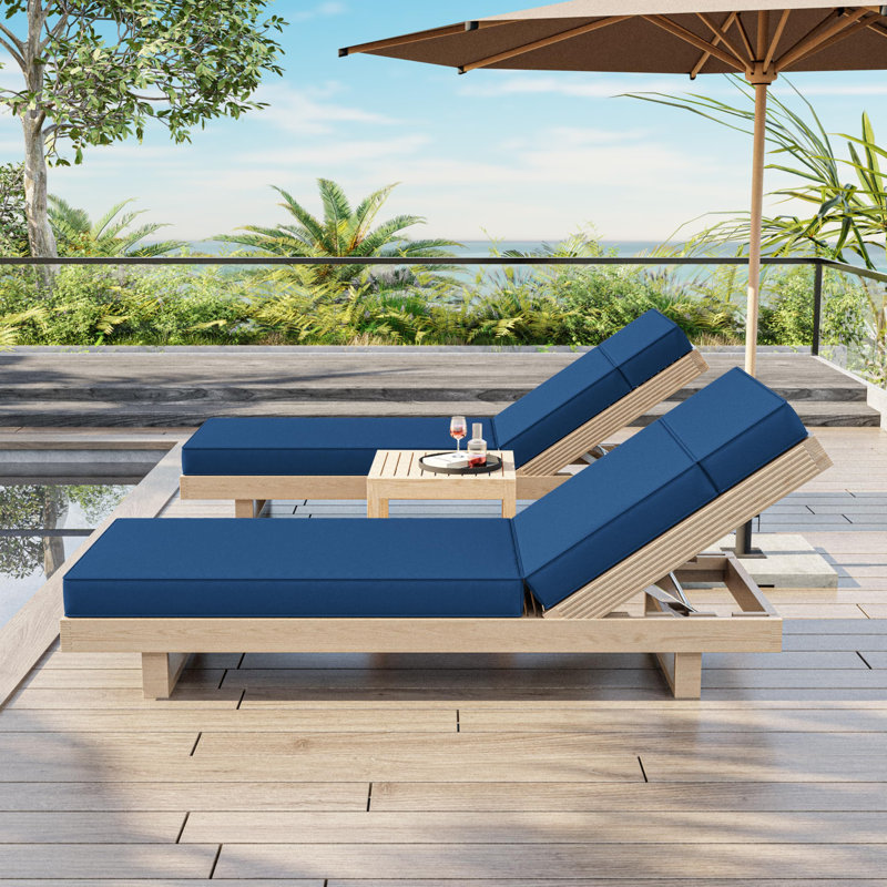 Coussin de chaise longue d'extérieur Wynee, L 25,8 po x P 79,75 po, Bleu