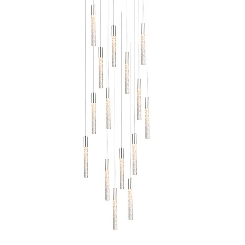 Luminaire suspendu à DEL Magic, Nickel poli, 15, H 23 po x l 11,8 po x P 11,8 po