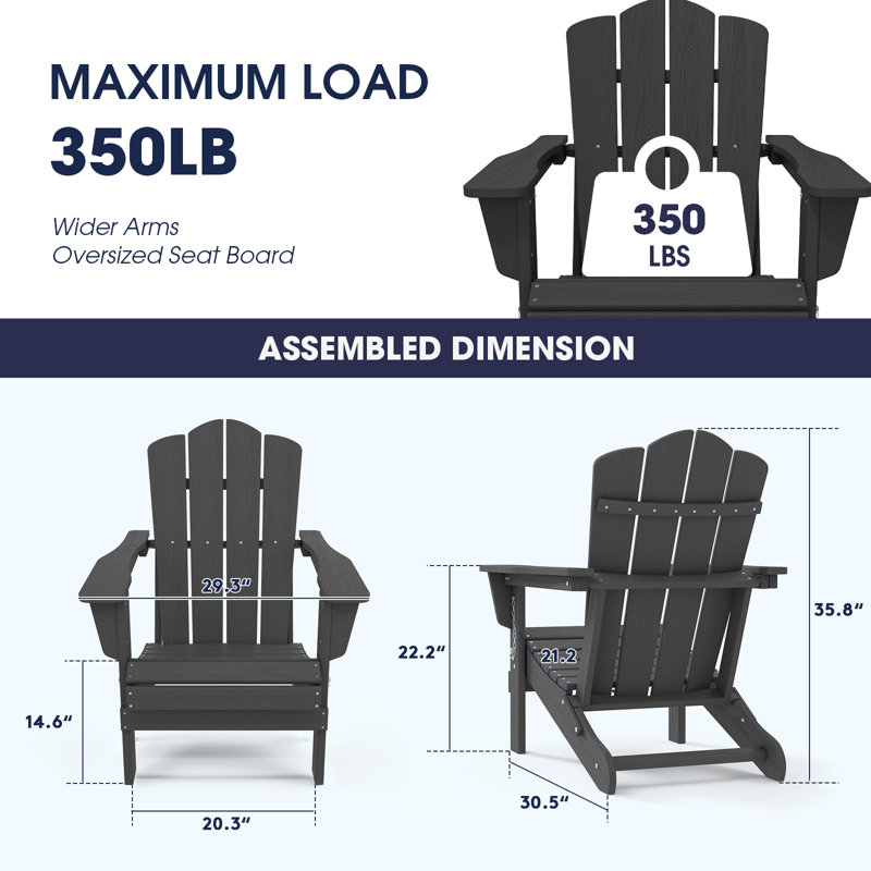 Teo Foldable Outdoor Adirondack Chair, Gray