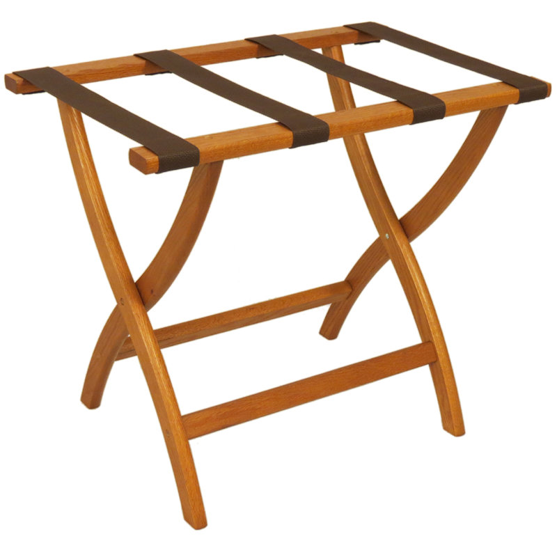Porte-bagages pliable en bois, Chêne clair, Brun