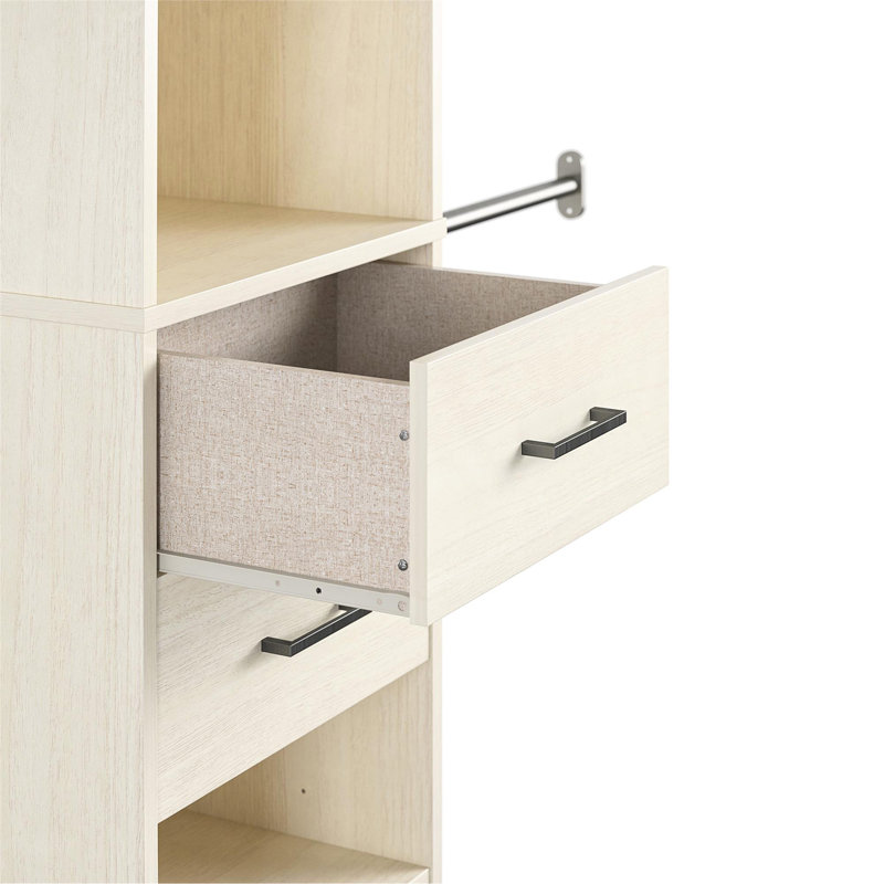 Organisateur de garde-robe à 5 tablettes / 2 tiroirs avec 3 tiges de suspension réglables