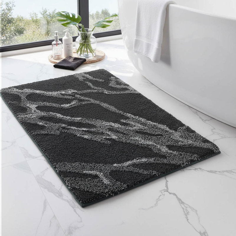 Microfibre Non-Slip Bath Mat, Black