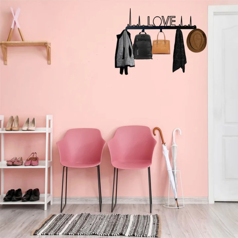 Metal Wall Organizer with Key Hooks