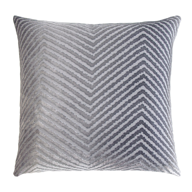 Chevron Embroidered Pillow Cover & Insert, Silver, 18"H x 18"W