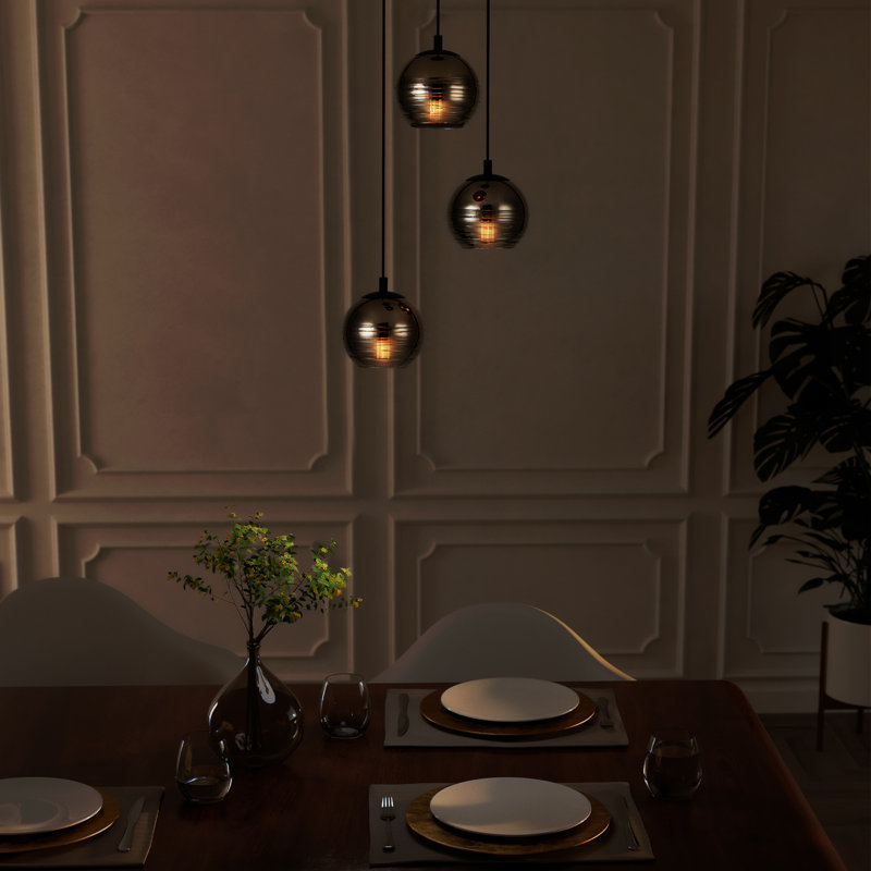 Asrani 3 - Light Satin Black Cluster Pendant
