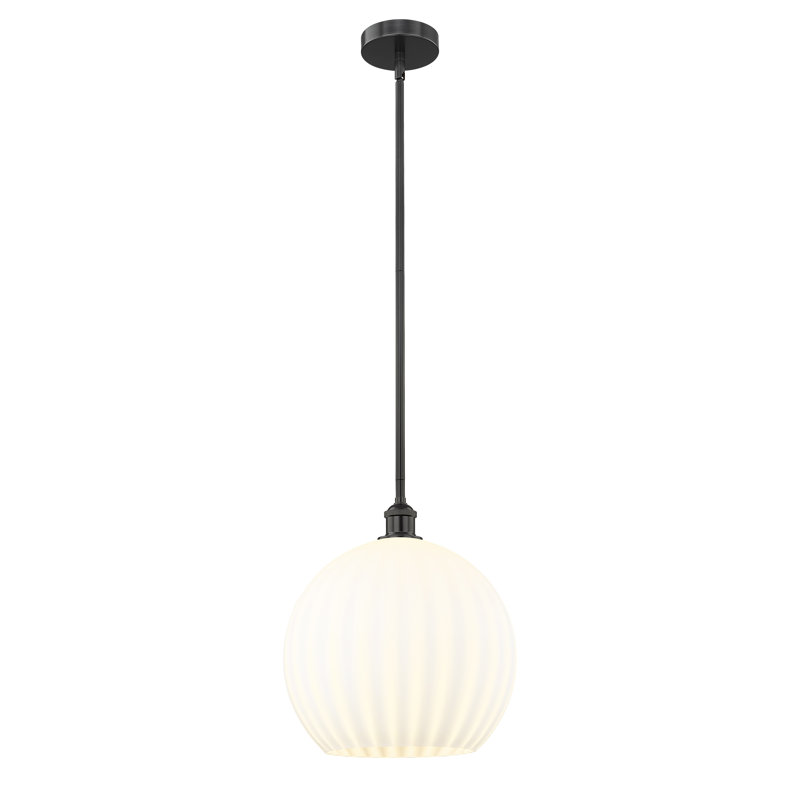 Luminaire suspendu 12 po Edison White Venetian, H 16,13 po x l 13,75 po x P 13,75 po, Noir mat