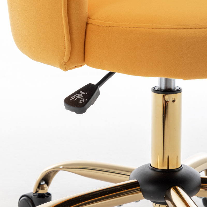 Izdyhaar Velvet Swivel Task Chair with Tufted Back, Mustard