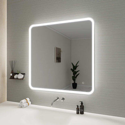 36 Round LED Front and Backlit Wall Mirror in Silver