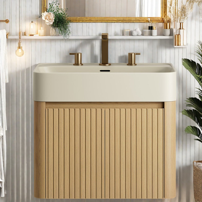 Modern Vanities, Solid Surface, Oak Storage, 23.62