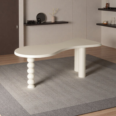 Luxury Cream-Tone Solid Wood Ergonomic Desk