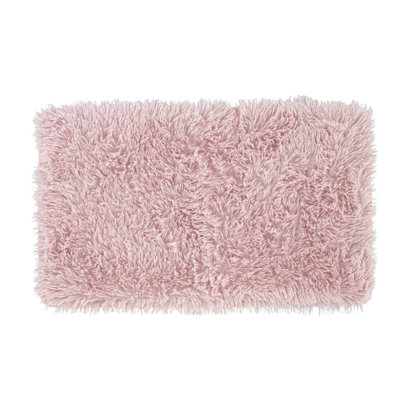 Cuddly Faux Fur Rectangle Bath Mat, Blush