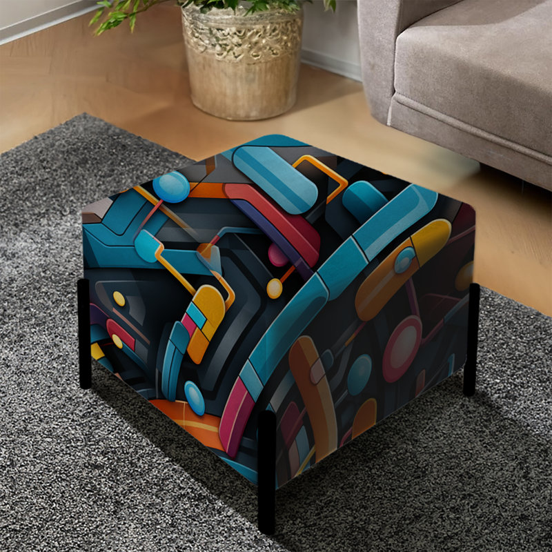 Motif rayé futuriste coloré - repose-pieds carré géométrique