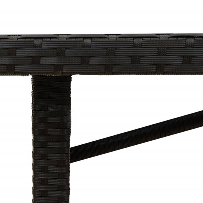 Garden Table With Acacia Wood Top 190X80x75 Cm Poly Rattan, Black