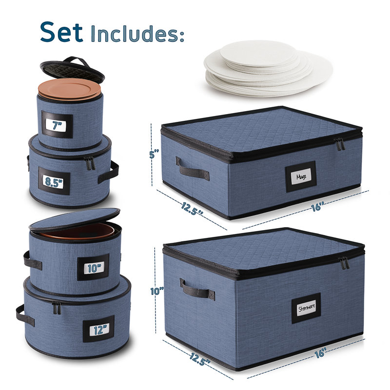 6-Piece Hard Shell Dinnerware Storage Set, Blue