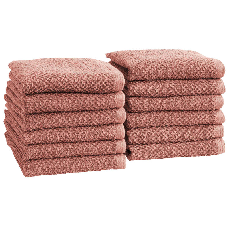 Drap de bain 100% coton texturé, Gant de toilette - paquet de 12, Rose du désert