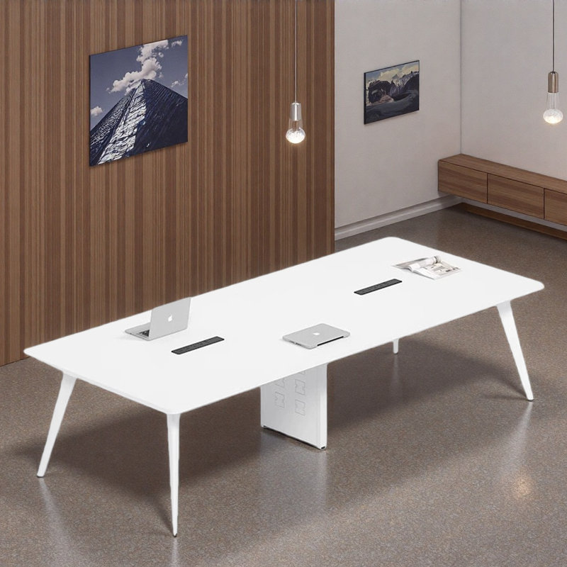 Nouvelle table longue de conférence blanche moderne, H 29,53 po x L 125,98 po x l 47,24 po