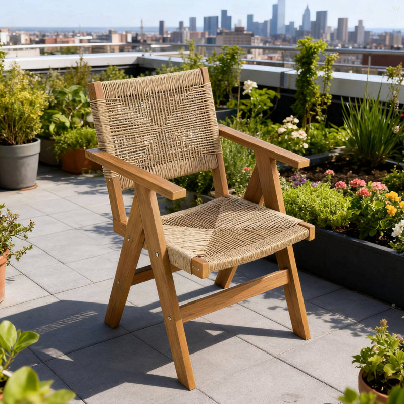 Outdoor Lounge Chair, Made Of Sturdy HIPS Material, Equipped With 304 Stainless Steel Accessories, Teak