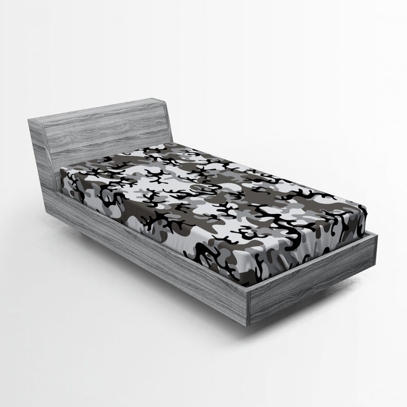 Microfiber Camouflage Fitted Sheet, Twin Fitted Sheet