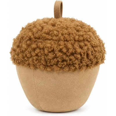 Brown Acorn 10 Inch Throw Pillow, Plush Decorative Soft Textured Sherpa & Velvet Accent Pillow