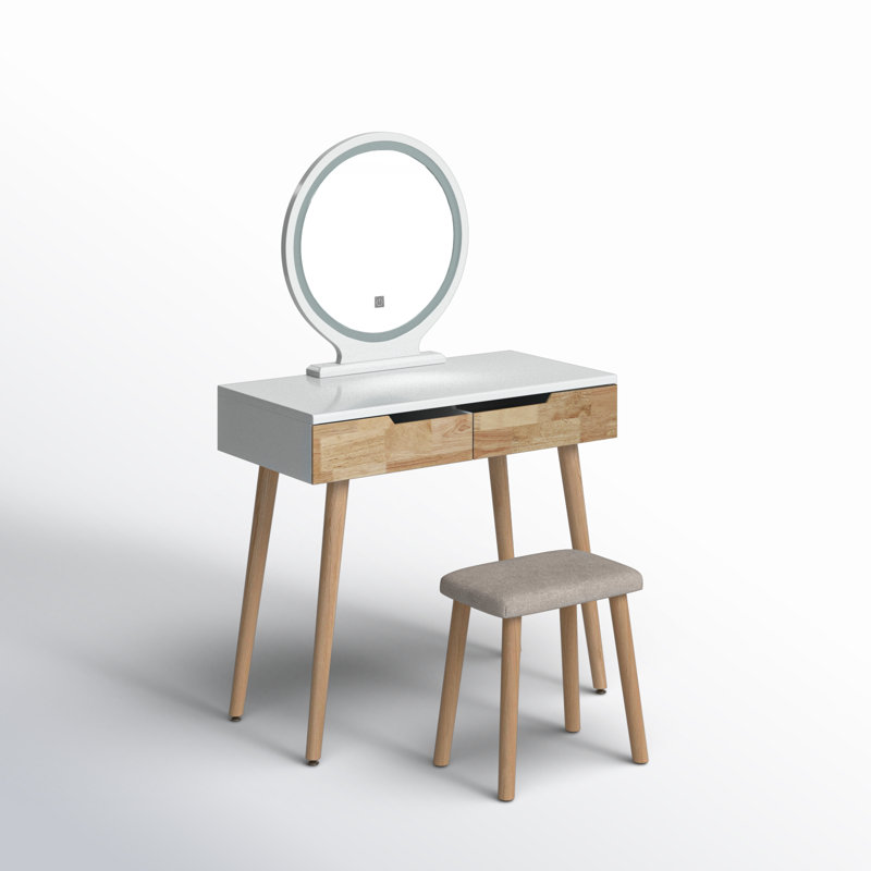 Rowell Vanity Table Set with Adjustable Mirror & Organizer