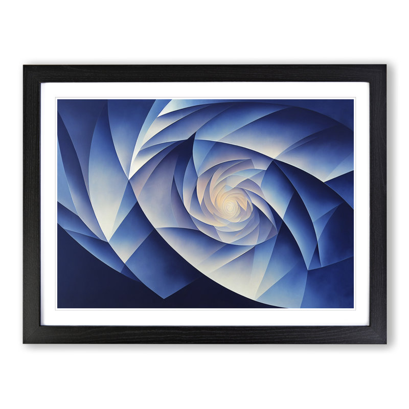 Lively Abstract Fractals - Single Picture Frame Print, Black, 46cm H x 64cm W x 2cm D