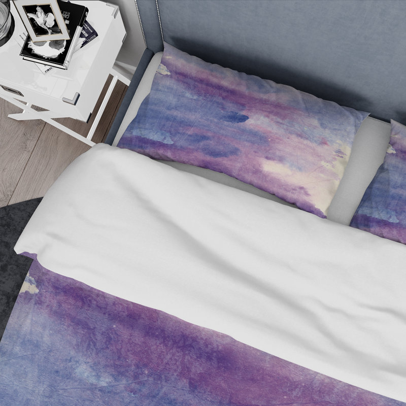 Watercolor Purple Haze II - Modern & Contemporary Duvet Cover Set - Microfiber Polyester, Full/Queen Duvet Cover + 2 Shams