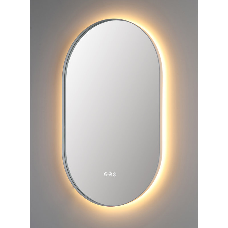 Shell LED Mirror, White, Oval, 35.43" x 21.65"