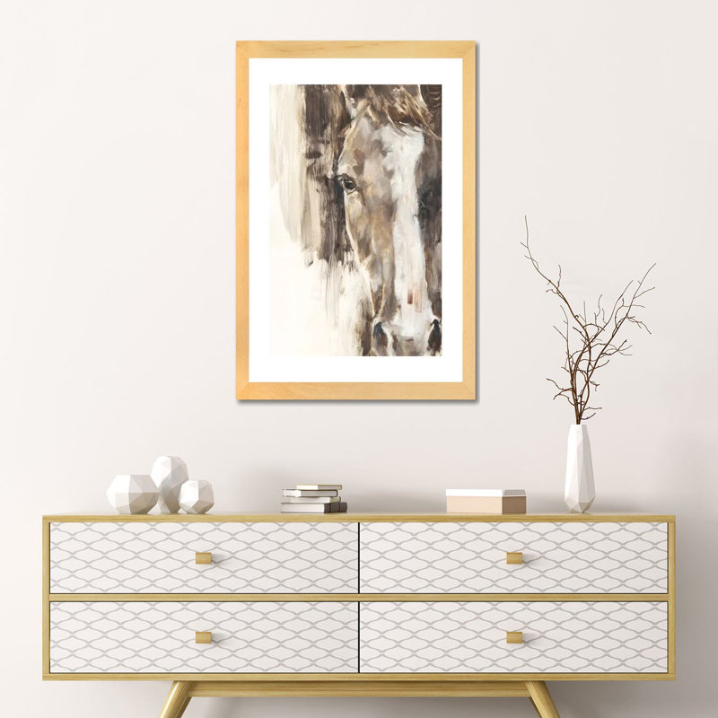 «Crroped Equine Study I» par Ethan Harper - reproduction d'art, H 24 po x l 16 po x P 1 po, Toile avec cadre en bois beige