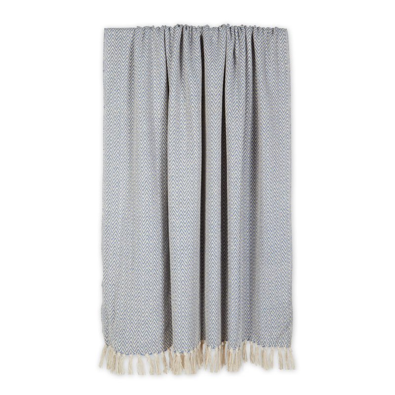 Jeté 100% coton , Bleu délavé à la pierre