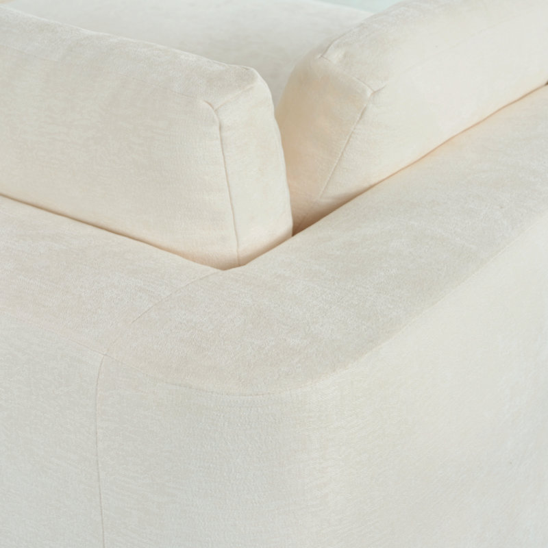 Beige Modular Three-Piece Fabric Sectional Sofa with Ottoman