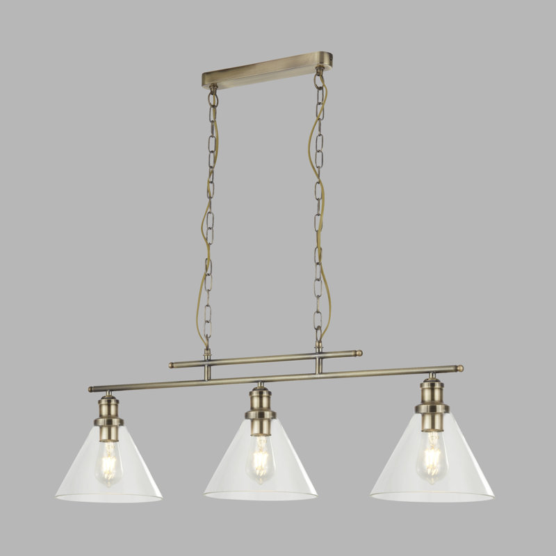 Annmarie 3-Light Kitchen Island Chandelier, Antique Brass