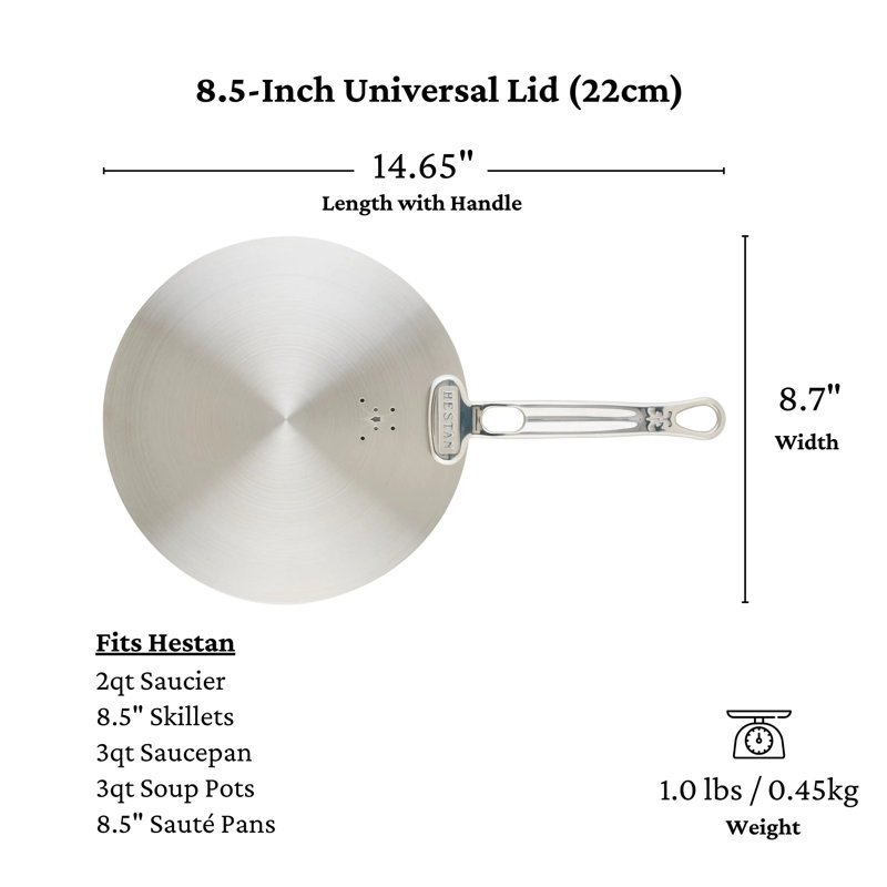 Couvercle universel en acier inoxydable 8,5 po Provisions