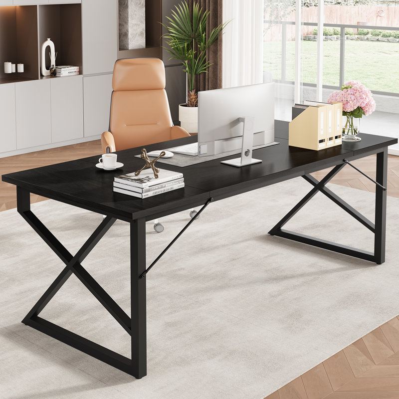 70.9-Inch Home Office Desk, Heavy Industrial Duty Executive Desk, Black