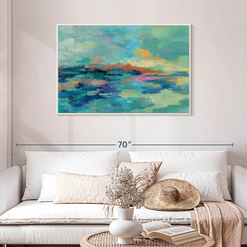 Été bord de mer Luper, Cadre flottant blanc, 40 po x 27 po