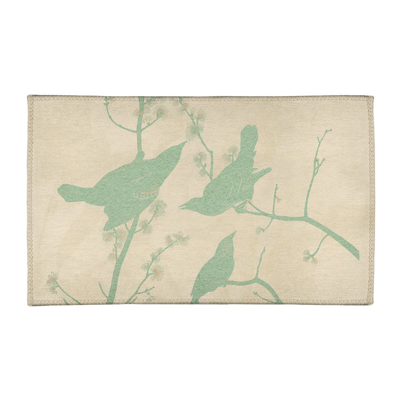 Tapis vert/beige à oreilles starling, Rectangle 2 pi x 3 pi