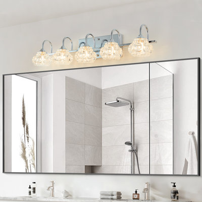 Retro 5-Light Bathroom Vanity Light with Crystal Glass