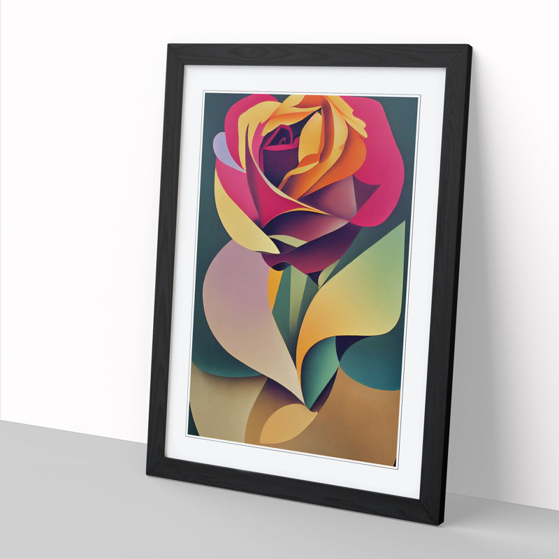 Killona Rose Flower Abstract Vol.2 - Picture Frame Print, 34cm H x 25cm W x 2cm D, Oak